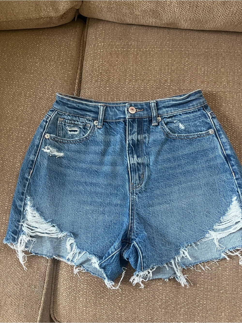 American Eagle Outfitters Distressed Blue Denim Cutoff Shorts